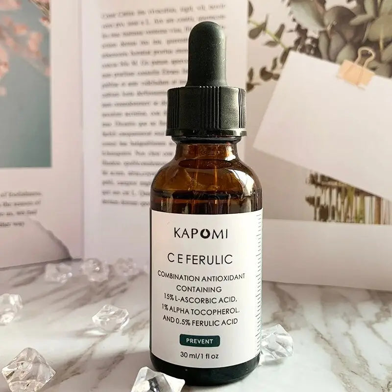 Kapomi Hot Sale CE Ferulic Vitamin C Serum Whitening Anti-aging VC Essence Oil Serum Facial  Hyaluronic Acid Skin Care