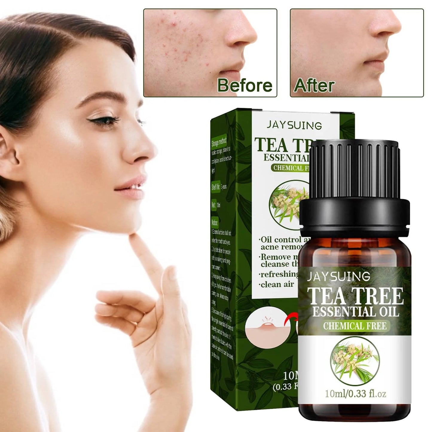 10ml Tea Tree Essential Oil Compound Plant Hydrating Oil-control Remove Pore Anti-acne Moisturizing Brighten Face Skin Care